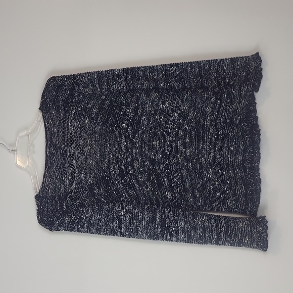 BCBGMAXAZRIA Black White Open Knit Blazer Style Button Closure Cardigan Sweater - Picture 8 of 11